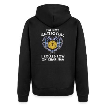 RPG-Spieler-Geschenk-Idee - Unisex Premium Bio Zip Hoodie - Schwarz - Hinten - Nico (187cm)