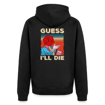 RPG-Spieler-Geschenk-Idee - Unisex Premium Bio Zip Hoodie - Schwarz - Hinten - Nico (187cm)
