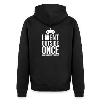 Spieler - Unisex Premium Bio Zip Hoodie - Schwarz - Hinten - Nico (187cm)