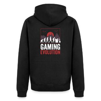Spieler - Unisex Premium Bio Zip Hoodie - Schwarz - Hinten - Nico (187cm)