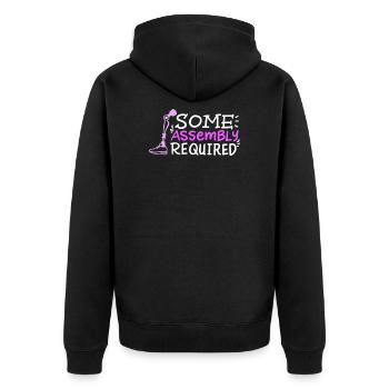 AMPUTEE: Assembly Required - Unisex Premium Organic Zip Hoodie - black - Back - Nico (187cm)