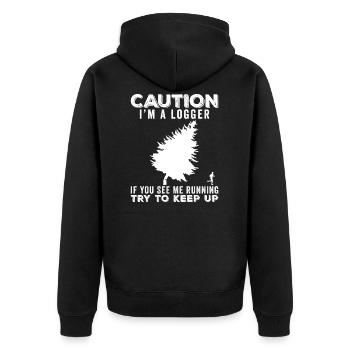 Logger Funny gift idea - Unisex Premium Organic Zip Hoodie - black - Back - Nico (187cm)