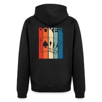 Poker-Vintage-Retro-Design - Unisex Premium Bio Zip Hoodie - Schwarz - Hinten - Nico (187cm)