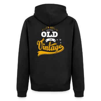 I'M NOT OLD I'M VINTAGE birthday present tshirt - Veste à capuche bio Premium Unisexe - noir - Dos - Nico (187cm)