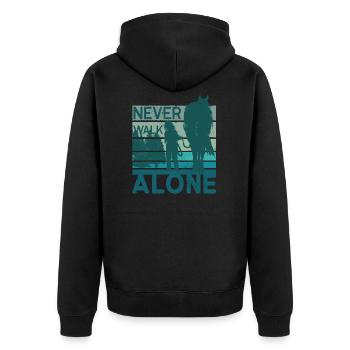 Pferd - Never walk alone - treuer Begleiter - Unisex Premium Bio Zip Hoodie - Schwarz - Hinten - Nico (187cm)