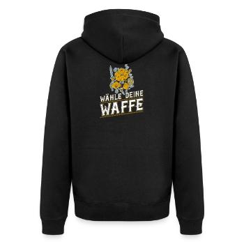 RPG Würfel Pen Paper Fantasy Rollenspiel - Unisex Premium Bio Zip Hoodie - Schwarz - Hinten - Nico (187cm)