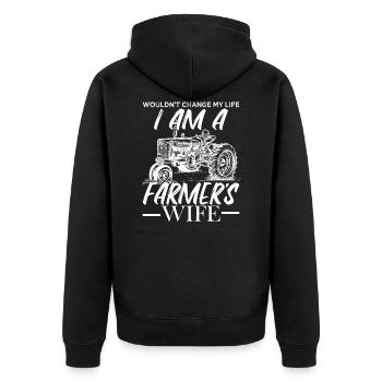 I Am A Farmer's Wife - Unisex Premium Organic Zip Hoodie - black - Back - Nico (187cm)