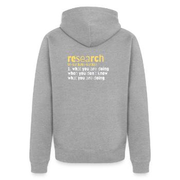 SCIENCE: Définition de la recherche - Veste à capuche bio Premium Unisexe - gris chiné - Dos - Nico (187cm)