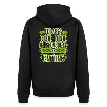 Today's Good Mood Is Sponsored By Knitting - Unisex Premium Bio Zip Hoodie - Schwarz - Hinten - Nico (187cm)
