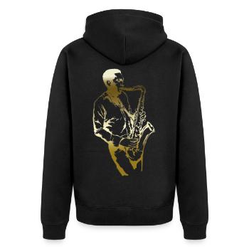 Blues - Unisex Premium Organic Zip Hoodie - black - Back - Nico (187cm)
