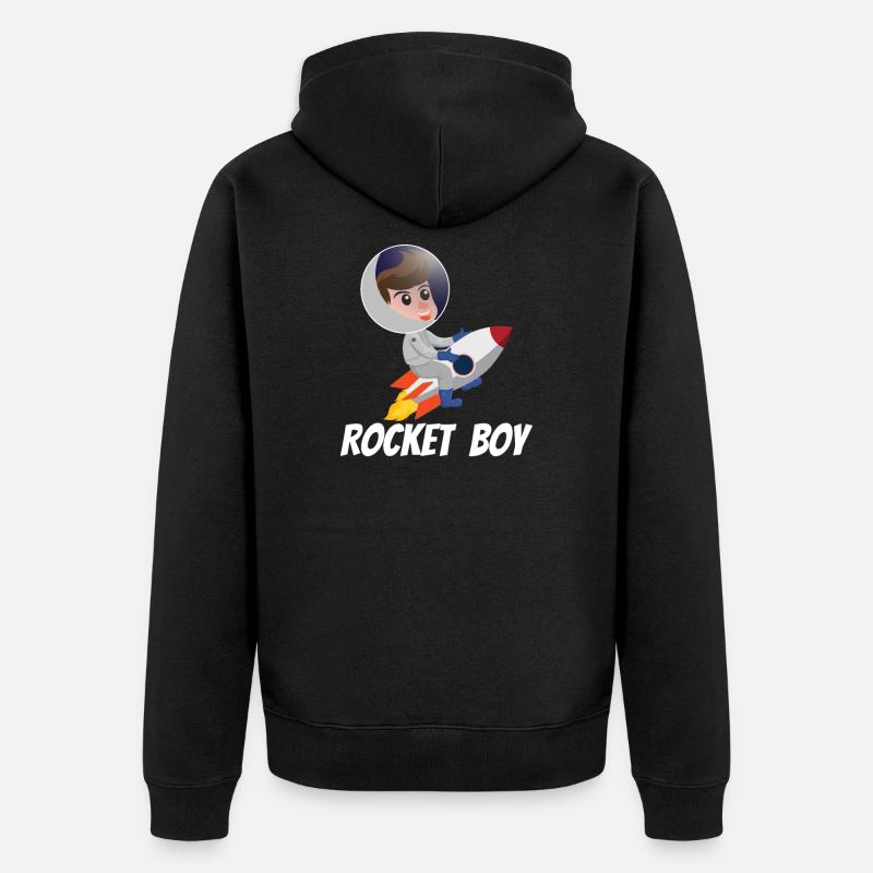 SPACE / ROCKET: Rocket Boy - Unisex Premium Organic Zip Hoodie - black