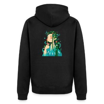 Nature : Mutter Natur - Unisex Premium Bio Zip Hoodie - Schwarz - Hinten - Nico (187cm)
