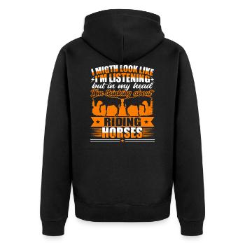 I'm Thinking About Riding Horses - Unisex Premium Organic Zip Hoodie - black - Back - Nico (187cm)