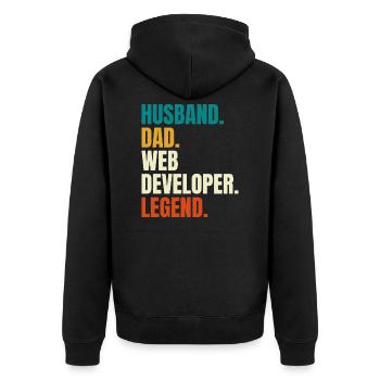 Husband Dad Web Developer Legend Retro - Unisex Premium Bio Zip Hoodie - Schwarz - Hinten - Nico (187cm)
