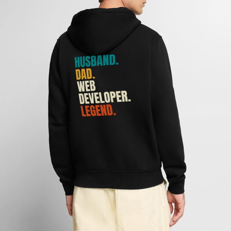 Husband Dad Web Developer Legend Retro Unisex Premium Bio Zip Hoodie