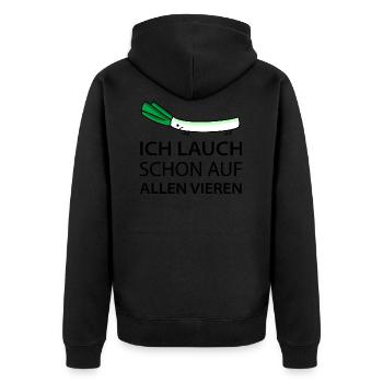 Lustiger Lauch im Stress - Unisex Premium Bio Zip Hoodie - Schwarz - Hinten - Nico (187cm)