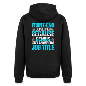 Front-End Developer Funny - Unisex Premium Organic Zip Hoodie - black - Back - Nico (187cm)