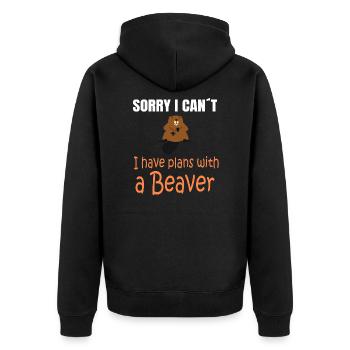 BEAVER BIEBER : Plans with a Beaver - Unisex Premium Bio Zip Hoodie - Schwarz - Hinten - Nico (187cm)