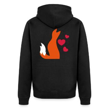 Verliebt in love amoureux - Fuchs fox renard - Unisex Premium Bio Zip Hoodie - Schwarz - Hinten - Nico (187cm)