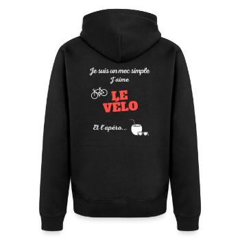Je suis un mec simple, j'aime le vélo et l'apéro - Veste à capuche bio Premium Unisexe - noir - Dos - Nico (187cm)