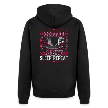 Café coudre sommeil répéter citation de couture drôle - Veste à capuche bio Premium Unisexe - noir - Dos - Nico (187cm)