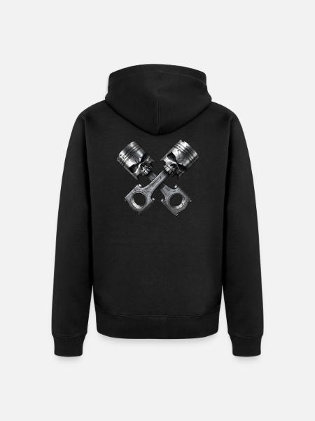 Skull engine pistons - Unisex Premium Organic Zip Hoodie - black