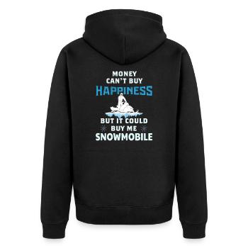 SNOWMOBILING: Money could buy me a Snowmobile - Unisex Premium Organic Zip Hoodie - black - Back - Nico (187cm)
