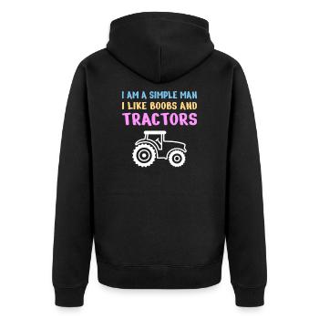 TRACTEURS / VIE À LA FERME / VIE À LA PAYS: Homme simple - Veste à capuche bio Premium Unisexe - noir - Dos - Nico (187cm)