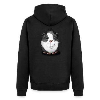 Freches Meerschweinchen - Unisex Premium Bio Zip Hoodie - Schwarz - Hinten - Nico (187cm)