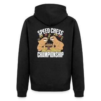 Speed Chess Championship Funny Sloth Gift - Unisex Premium Bio Zip Hoodie - Schwarz - Hinten - Nico (187cm)