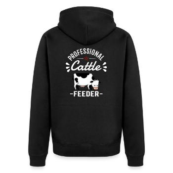 COW FARMER / CATTLE: Professional Cattle Feeder - Unisex Premium Organic Zip Hoodie - black - Back - Nico (187cm)