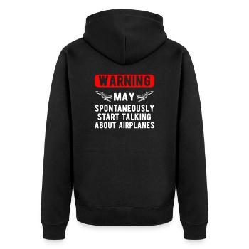 Aviation Airplane Pilot Gift talk about airplanes - Unisex Premium Bio Zip Hoodie - Schwarz - Hinten - Nico (187cm)