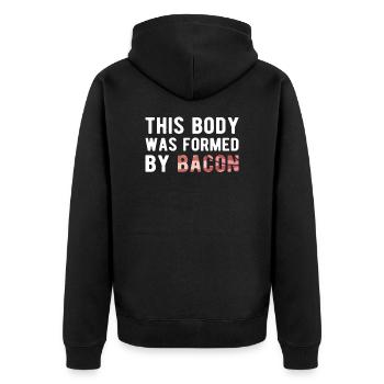 BACON: this body was formed by Bacon - Unisex Premium Organic Zip Hoodie - black - Back - Nico (187cm)