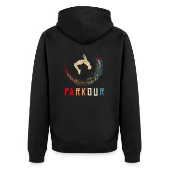 Parkour Freerunning Ninja Sport Design rétro - Veste à capuche bio Premium Unisexe - noir - Dos - Nico (187cm)
