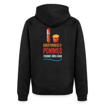 Currywurst Pommes Freunde fürs Leben Imbiss Humor - Unisex Premium Bio Zip Hoodie - Schwarz - Hinten - Nico (187cm)