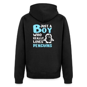 Cadeau des pingouins Amoureux des pingouins Animal mignon juste un garçon - Veste à capuche bio Premium Unisexe - noir - Dos - Nico (187cm)
