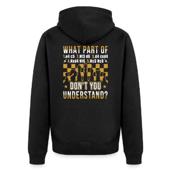 Sicilian Defense Chess Opening Funny Chess Player - Unisex Premium Bio Zip Hoodie - Schwarz - Hinten - Nico (187cm)
