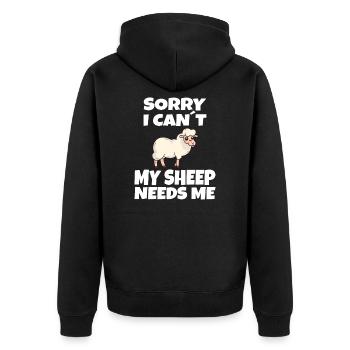 MOUTONS / ANIMAUX: Mes moutons ont besoin de moi - Veste à capuche bio Premium Unisexe - noir - Dos - Nico (187cm)