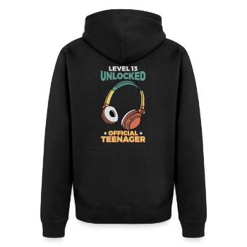 Level 13 unlocked Teenager Geschenk 13. Geburtstag - Unisex Premium Bio Zip Hoodie - Schwarz - Hinten - Nico (187cm)