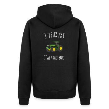 J'peux pas j'ai tracteur - Veste à capuche bio Premium Unisexe - noir - Dos - Nico (187cm)