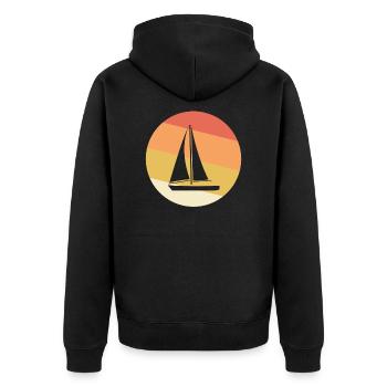 Vintage Sailing Ship - Unisex Premium Organic Zip Hoodie - black - Back - Nico (187cm)