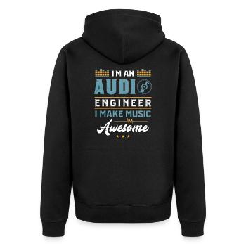 AUDIO ENGINEER SOUND GUY : Awesome Music - Unisex Premium Organic Zip Hoodie - black - Back - Nico (187cm)