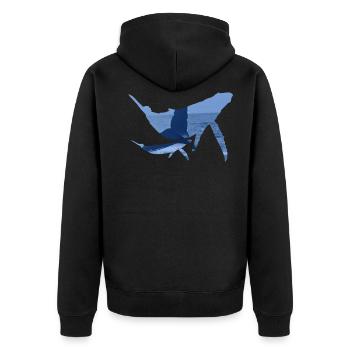 Whales with Fins & Sea Photo Whale Gift Fish - Unisex Premium Organic Zip Hoodie - black - Back - Nico (187cm)