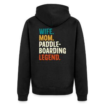 Wife Mom Paddleboarding Legend - Unisex Premium Bio Zip Hoodie - Schwarz - Hinten - Nico (187cm)