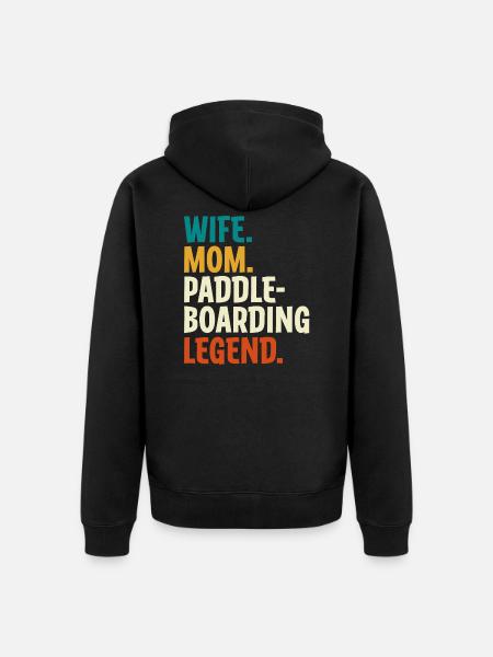 Wife Mom Paddleboarding Legend - Unisex Premium Bio Zip Hoodie - Schwarz