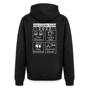 Prévisions pour 2022,future mama,futur papa,papa - Veste à capuche bio Premium Unisexe - noir - Dos - Nico (187cm)