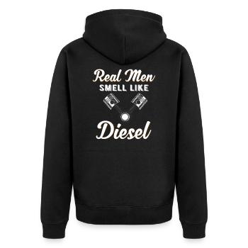 DIESEL MECHANIC/TRUCKER real men smell like diesel - Veste à capuche bio Premium Unisexe - noir - Dos - Nico (187cm)