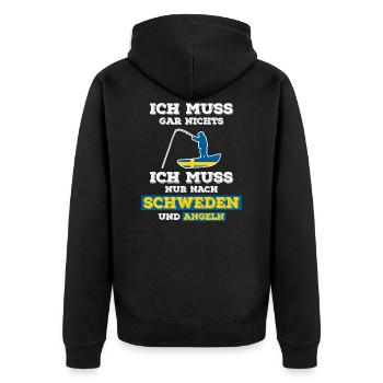 Schweden Angeln Geschenkidee - Unisex Premium Bio Zip Hoodie - Schwarz - Hinten - Nico (187cm)