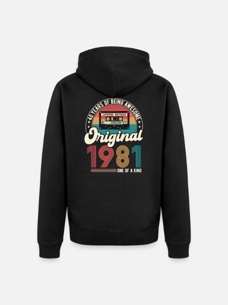 1981 Vintage 40 cumpleaños retro regalo - Chaqueta con capucha prémium ecológica unisex - negro