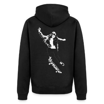 Skater Girl Kickflip Street Art - Unisex Premium Bio Zip Hoodie - Schwarz - Hinten - Nico (187cm)